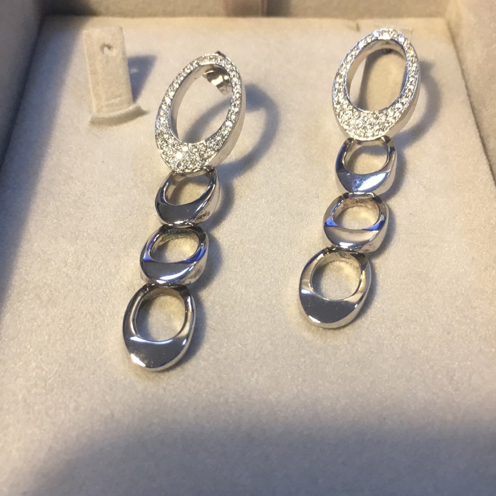 Misaki Silver & Crystal Dangle Earrings